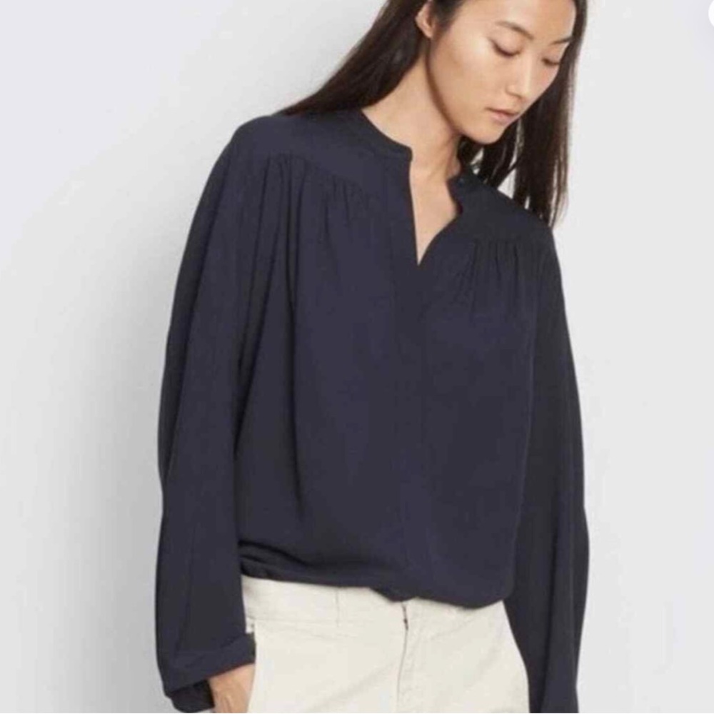 Vince Long Sleeve Silk Blouse